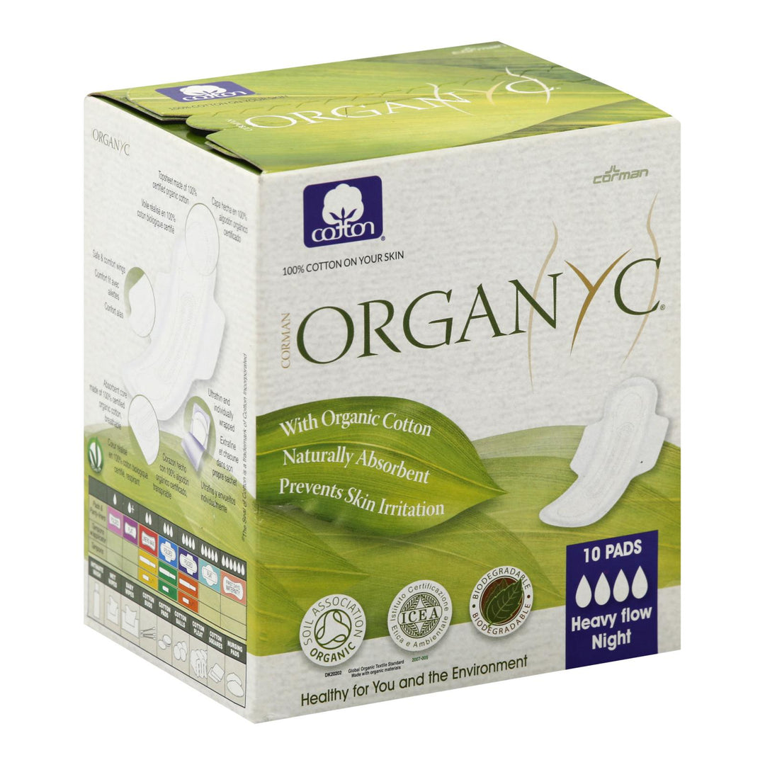 Organyc - Pads Night Ctn Fold W/wng - 1 Each - 10 Ct - Maras Green